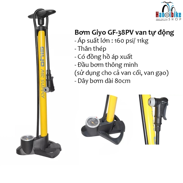 Bơm Giyo GF-38PV mẫu van tự động, sử dụng cho cả van cối, van gạo