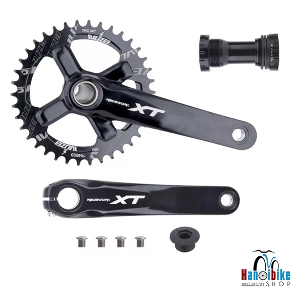 Đùi đĩa xe đạp Racework XT cho MTB 1 tầng 38T kèm BB ép