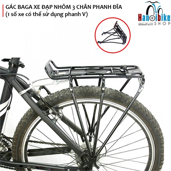 Gác baga nhôm 3 chân phanh đĩa cho xe đạp thể thao