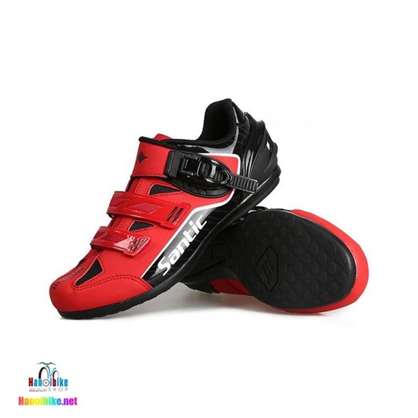 Giày đạp xe Santic màu đỏ không cá khóa cài